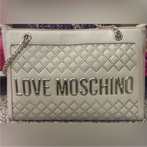 Love Moschino Cream Quilted Shoulder Bag